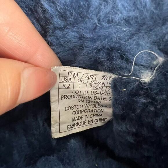 Kirkland Signature Boots Kids Girls 2 Blue Suede Wool Shearling Buckle Winter - Picture 4 of 11